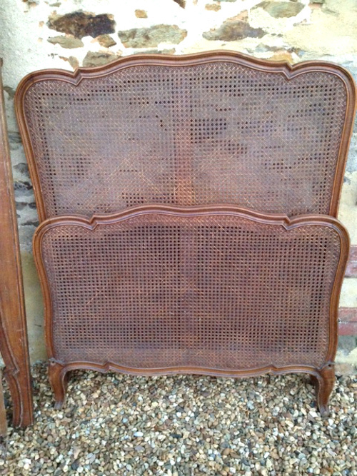 french antique single cane bed